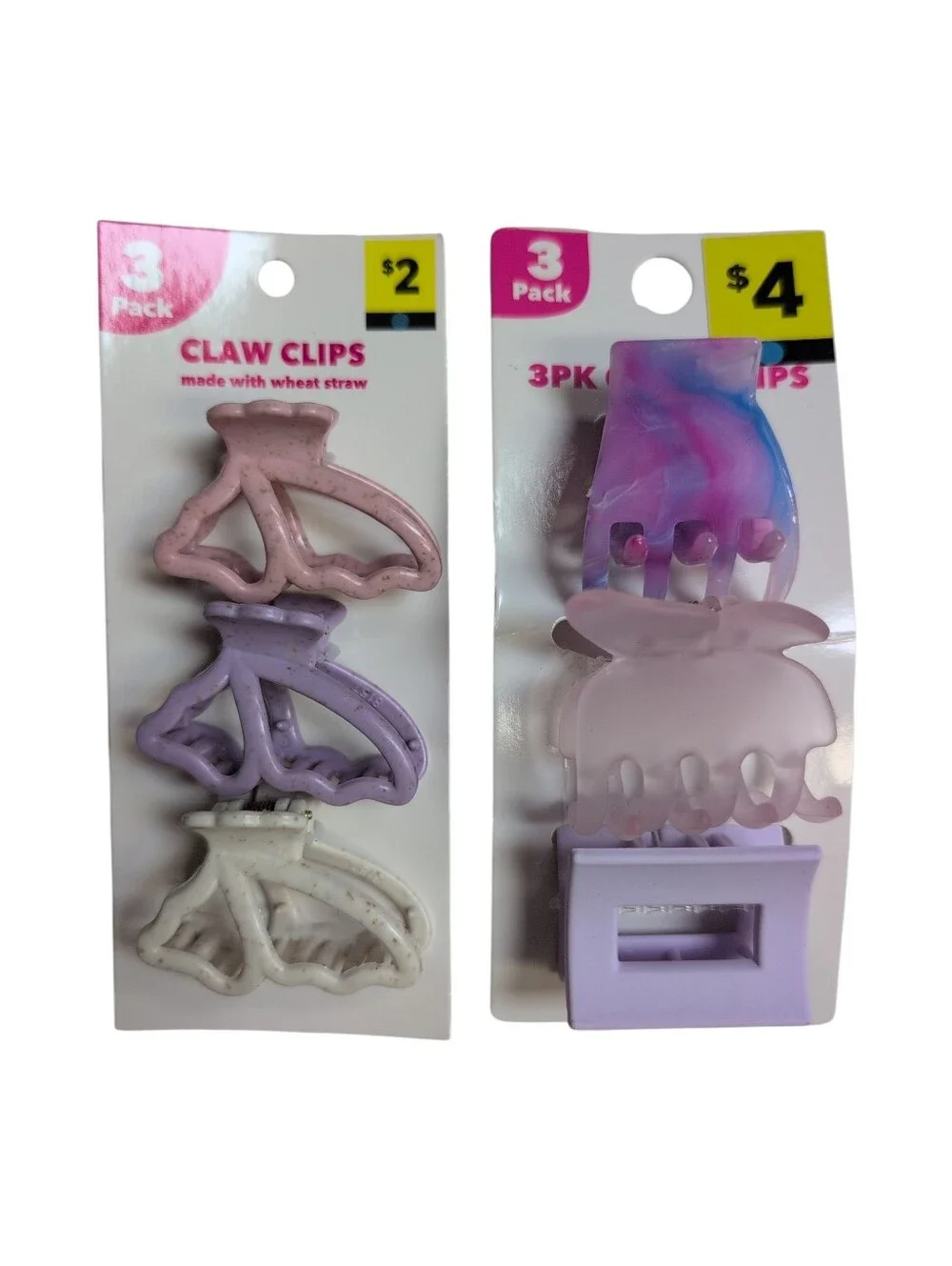 NWT NIP Purple Pink Cream Claw Clips Set Of 2